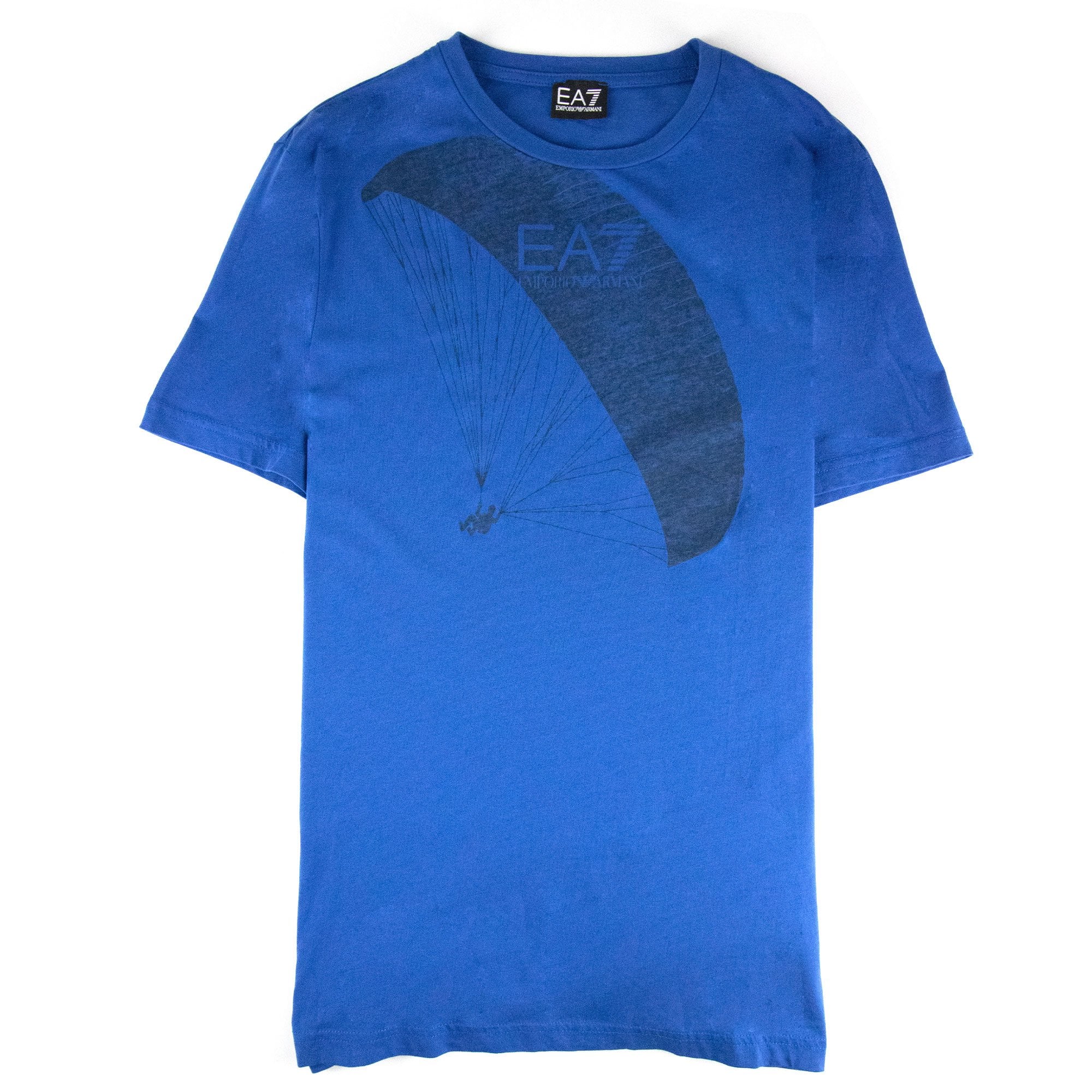 Ea7 Parashot Print T Shirt Bright Blue