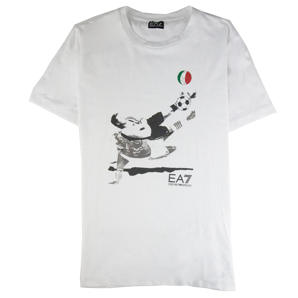 Ea7 Soccer Logo T Shirt White