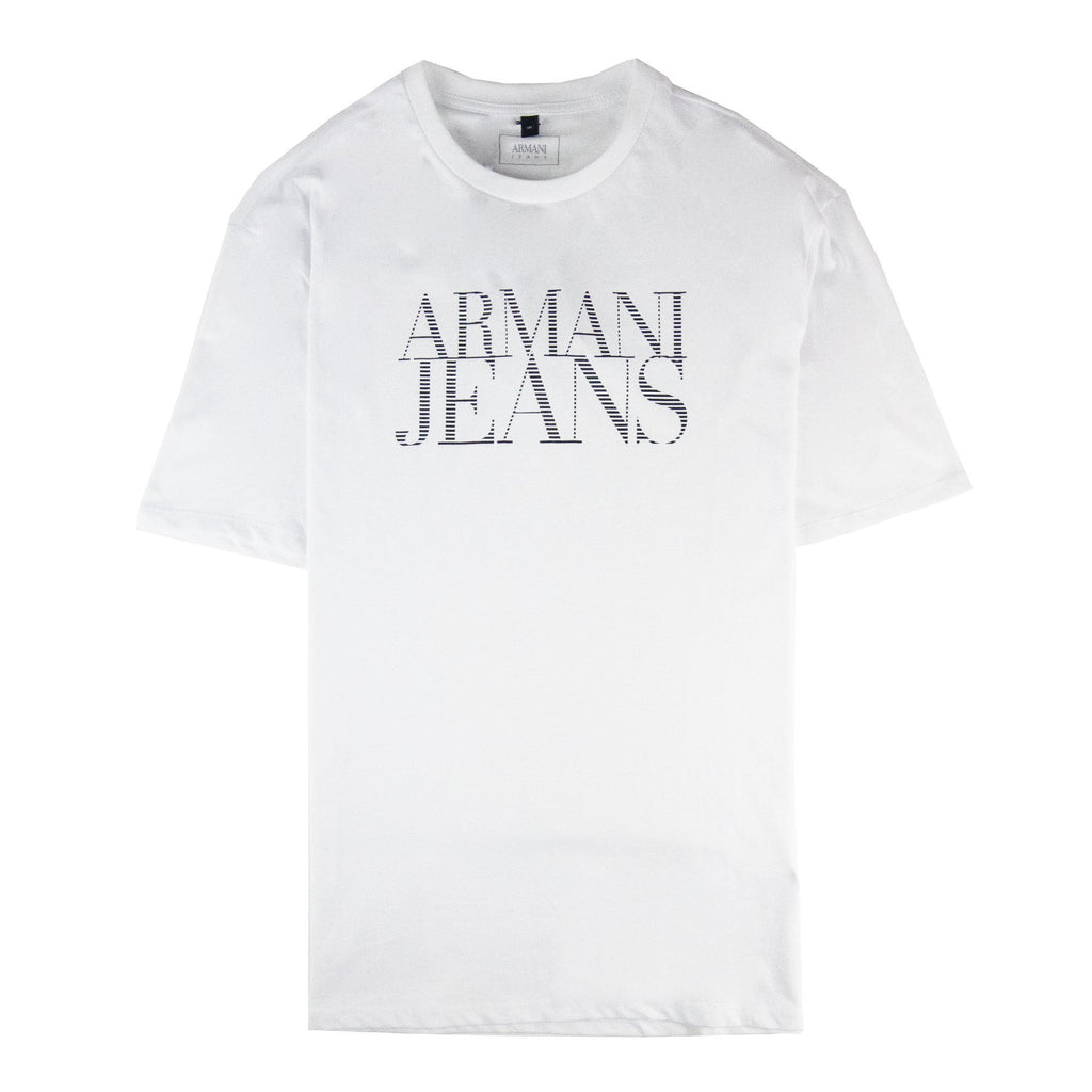 Armani Jeans Pin Tripe Logo T Shirt White