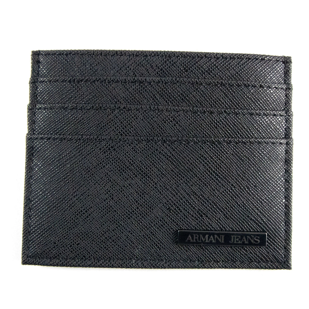 Armani Jeans Metal Logo Card Holder Black