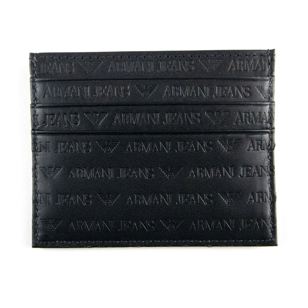 Armani Jeans Embossed Print Card Holder Black
