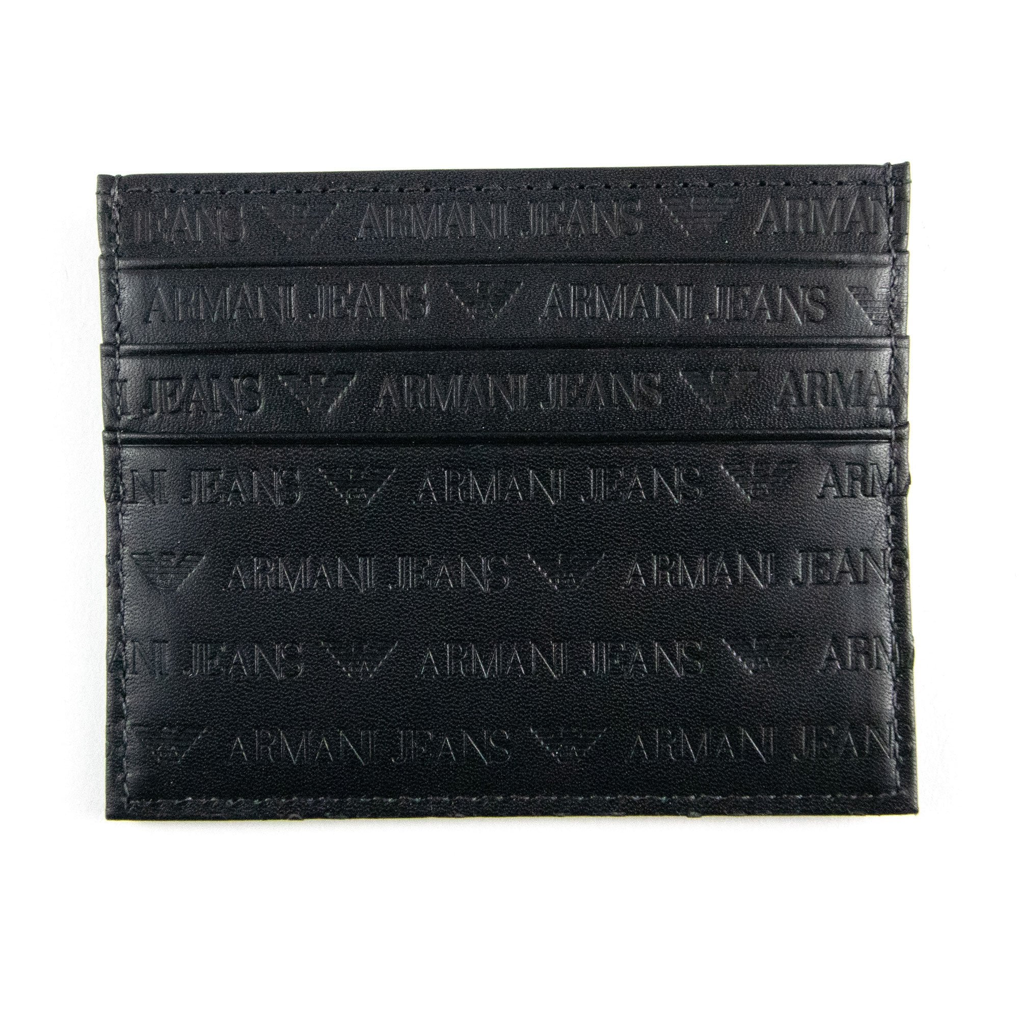 Armani Jeans Embossed Print Card Holder Black