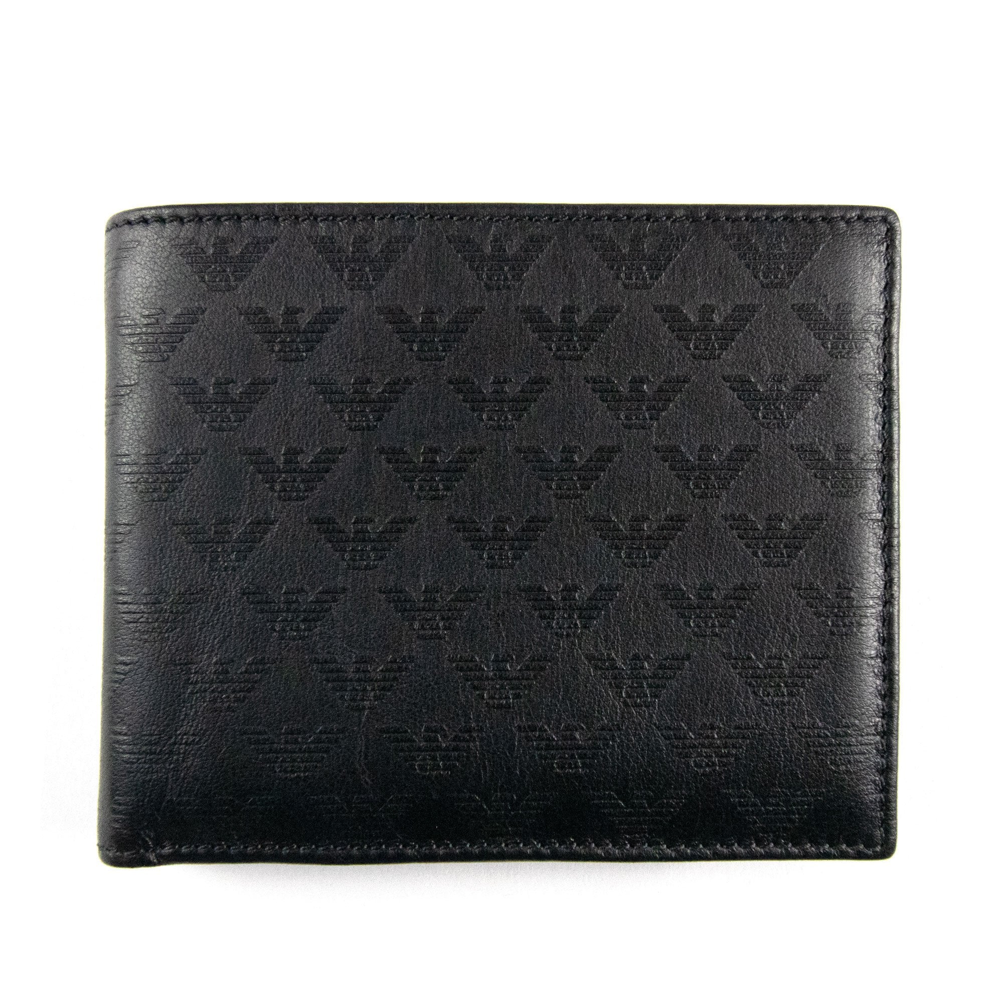 Emporio Armani Bi- Fold Print Wallet With Photo Cover Black