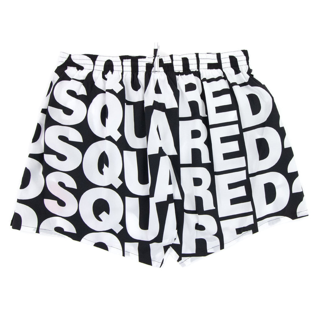 Dsquared2 Swim Shorts & Underw D2 Print Logo Swim Shorts Black/white