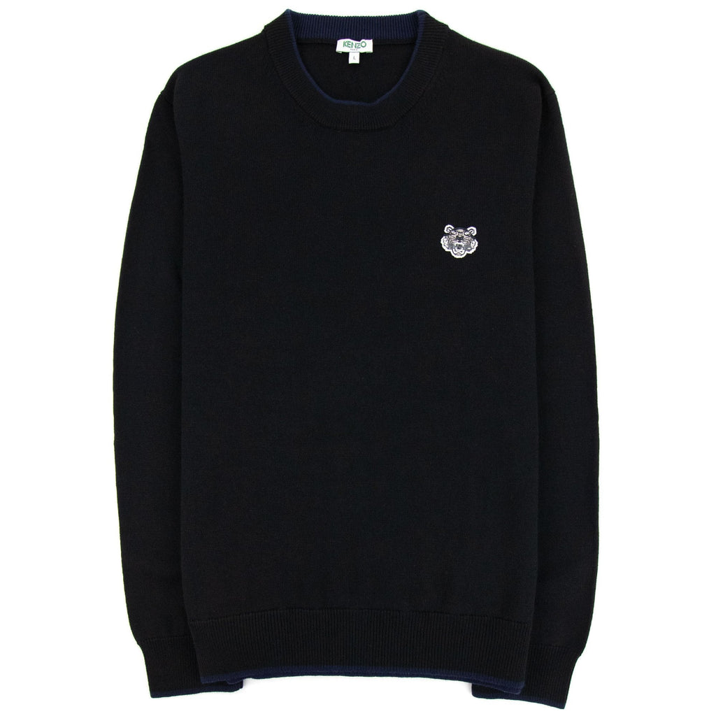 Kenzo Small Tiger Chest Logo Knitted Sweatshirt Black/blue