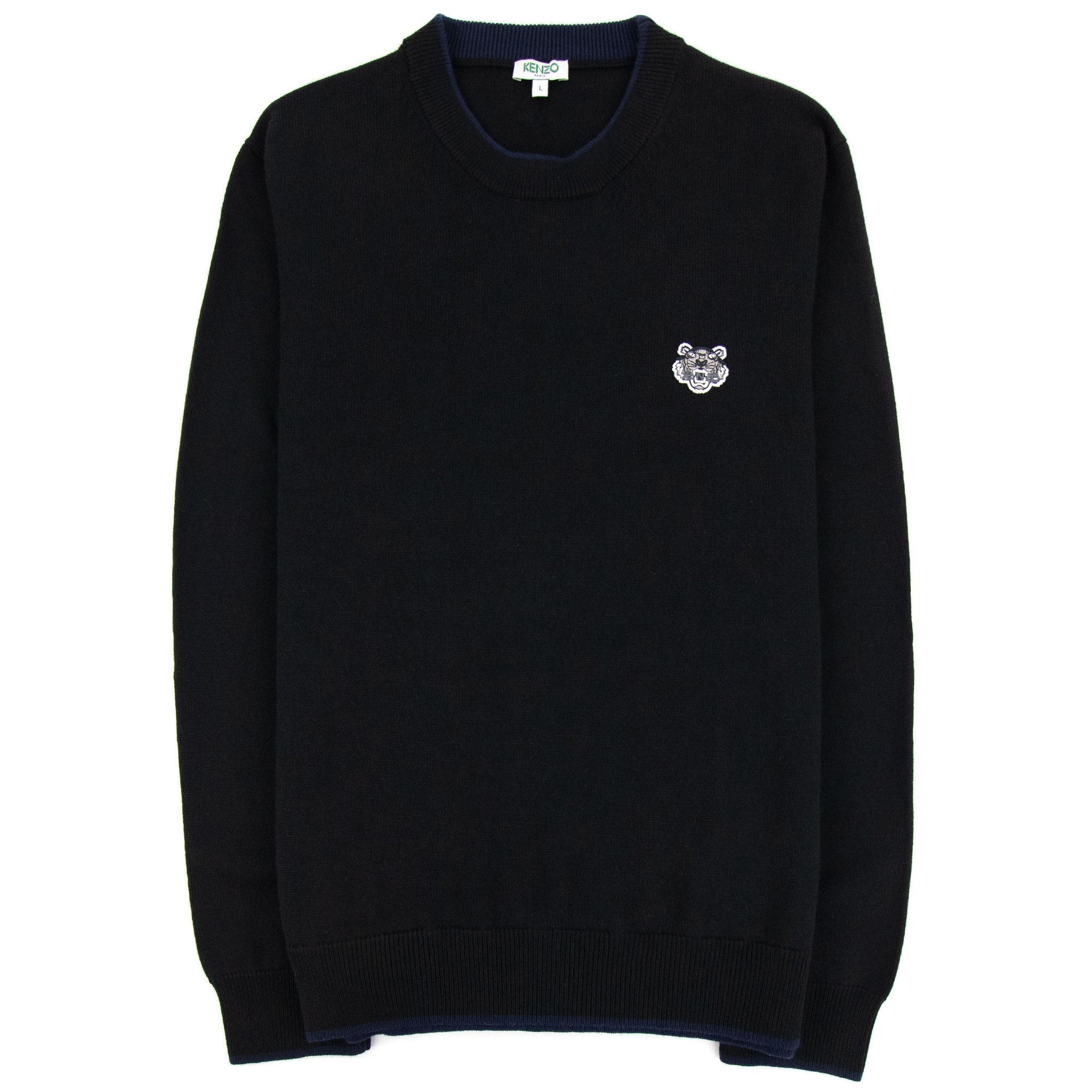 Kenzo Small Tiger Chest Logo Knitted Sweatshirt Black/blue