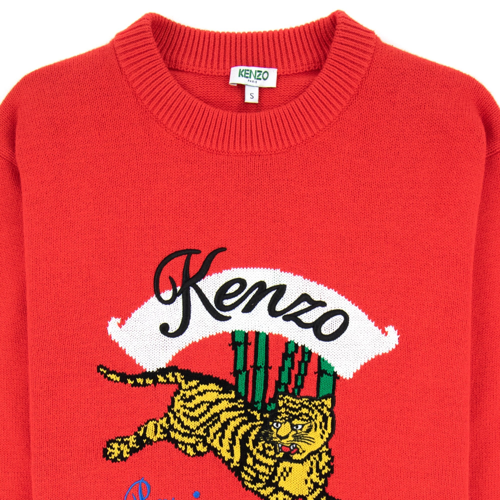 Kenzo Knitted Jumping Tiger Sweat Red