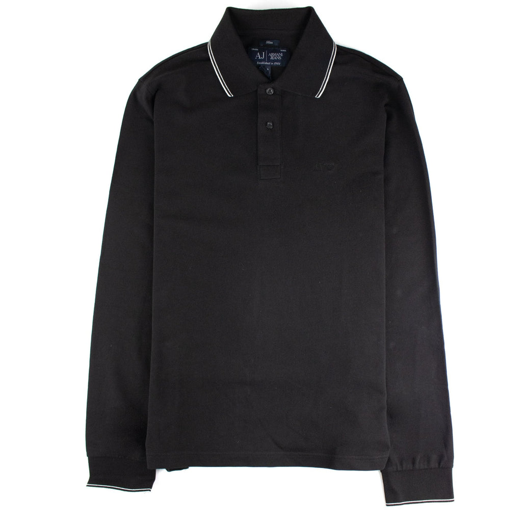 Armani Jeans Aj Embossed Logo L/s Polo Black