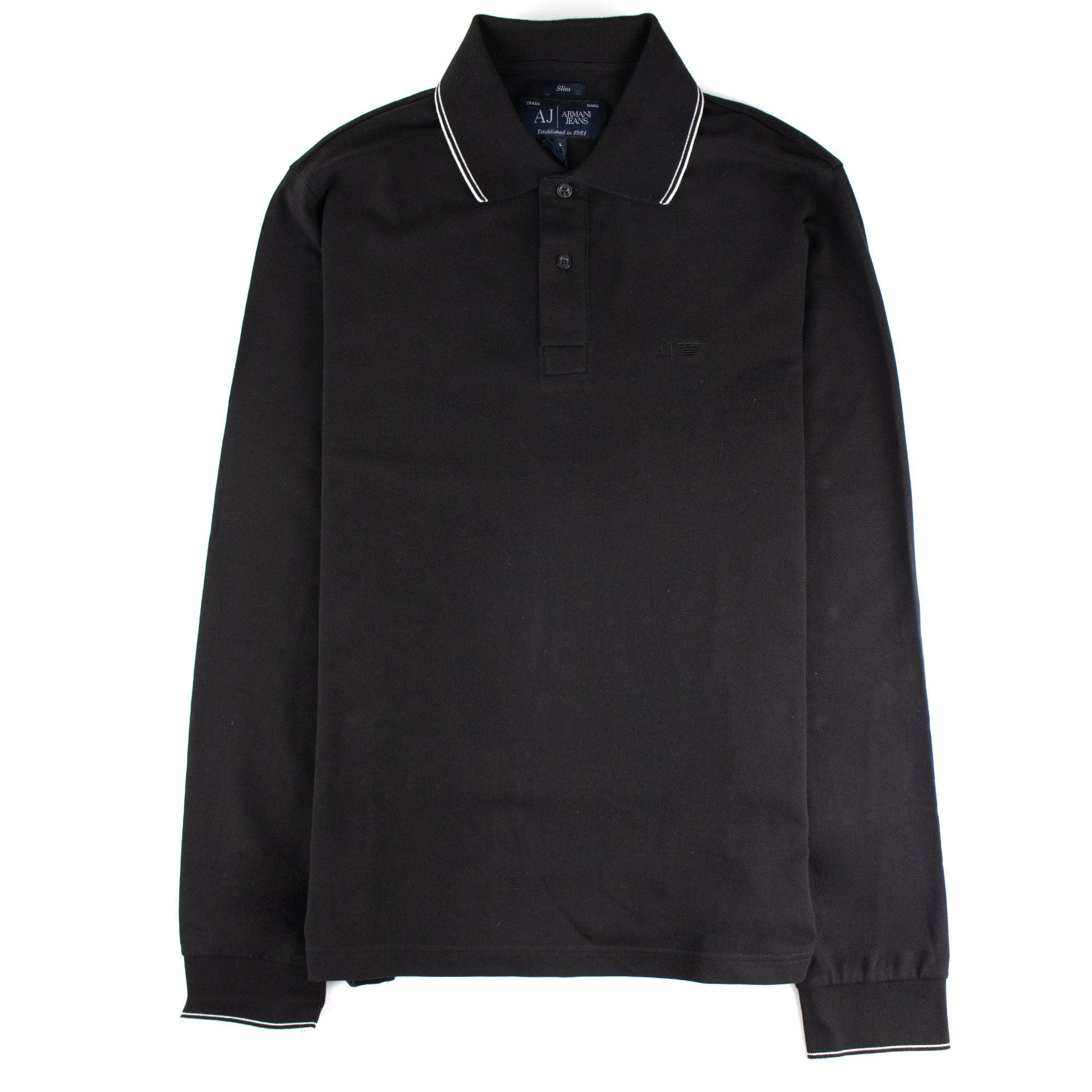 Armani Jeans Aj Embossed Logo L/s Polo Black