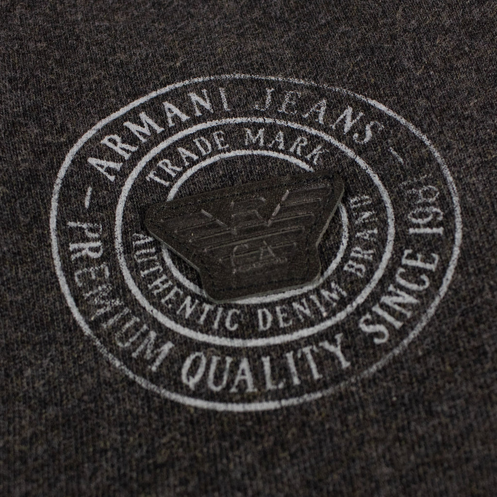 Armani Jeans 3 Buttons Rubber Logo Sweatshirt Dark Grey