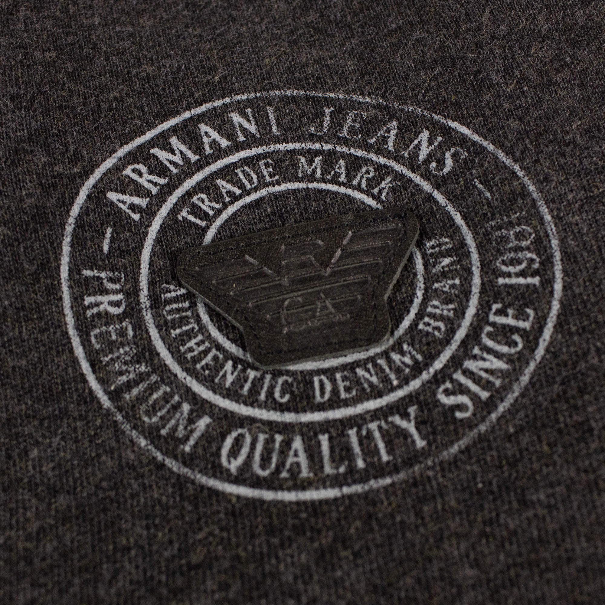 Armani Jeans 3 Buttons Rubber Logo Sweatshirt Dark Grey