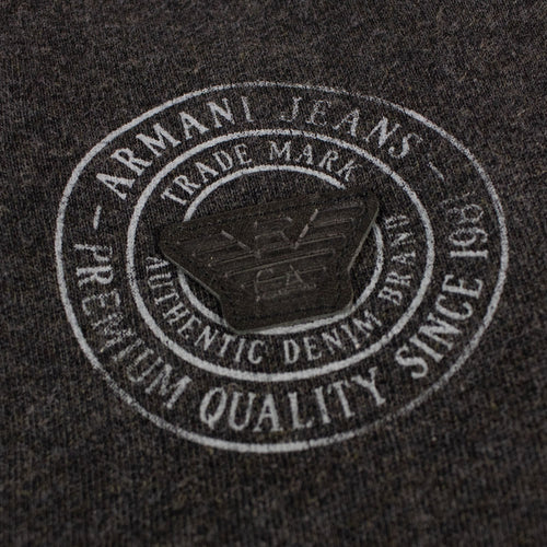 Armani Jeans 3 Buttons Rubber Logo Sweatshirt Dark Grey