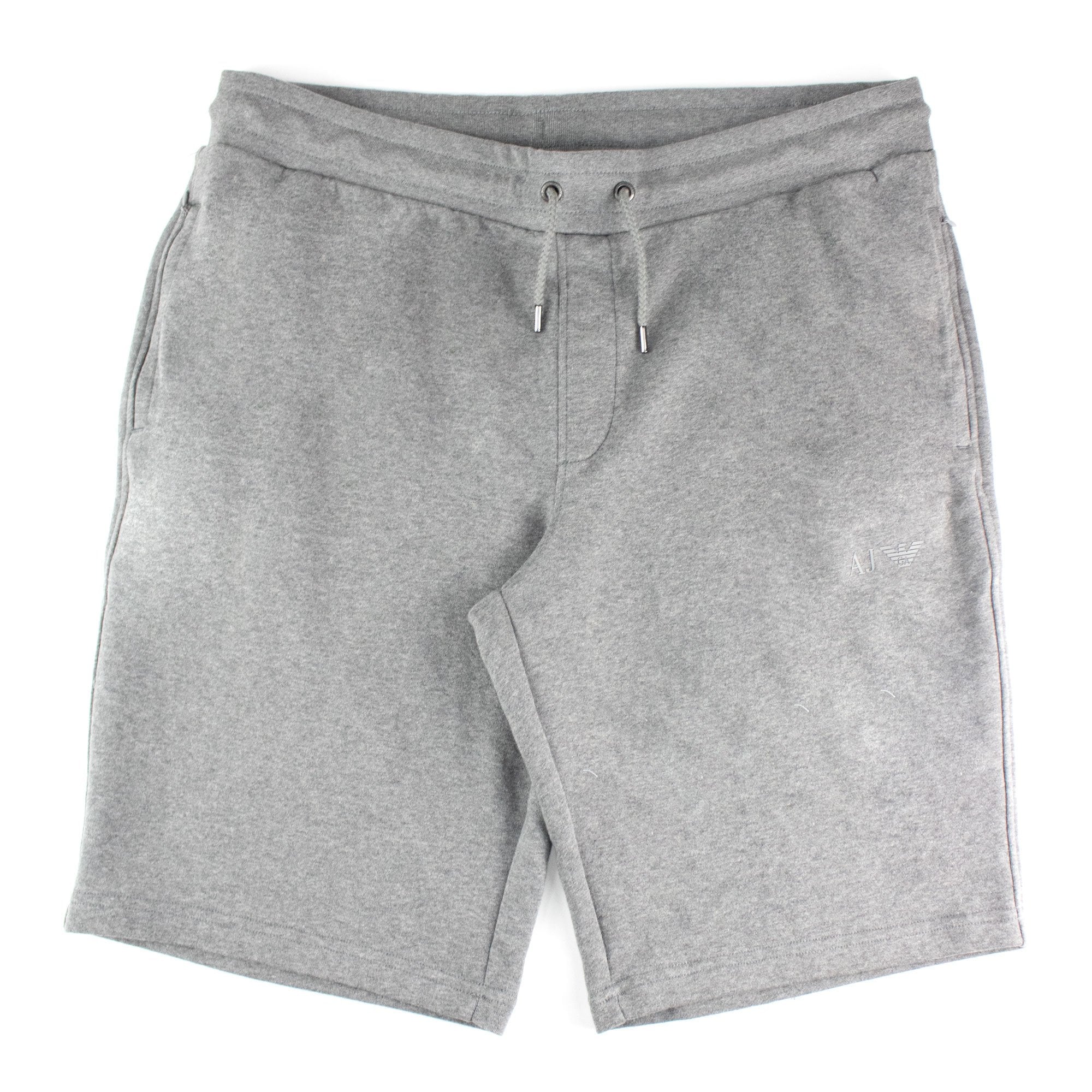 Armani Jeans Aj Rubber Logo Cotton Shorts Melange Grigio