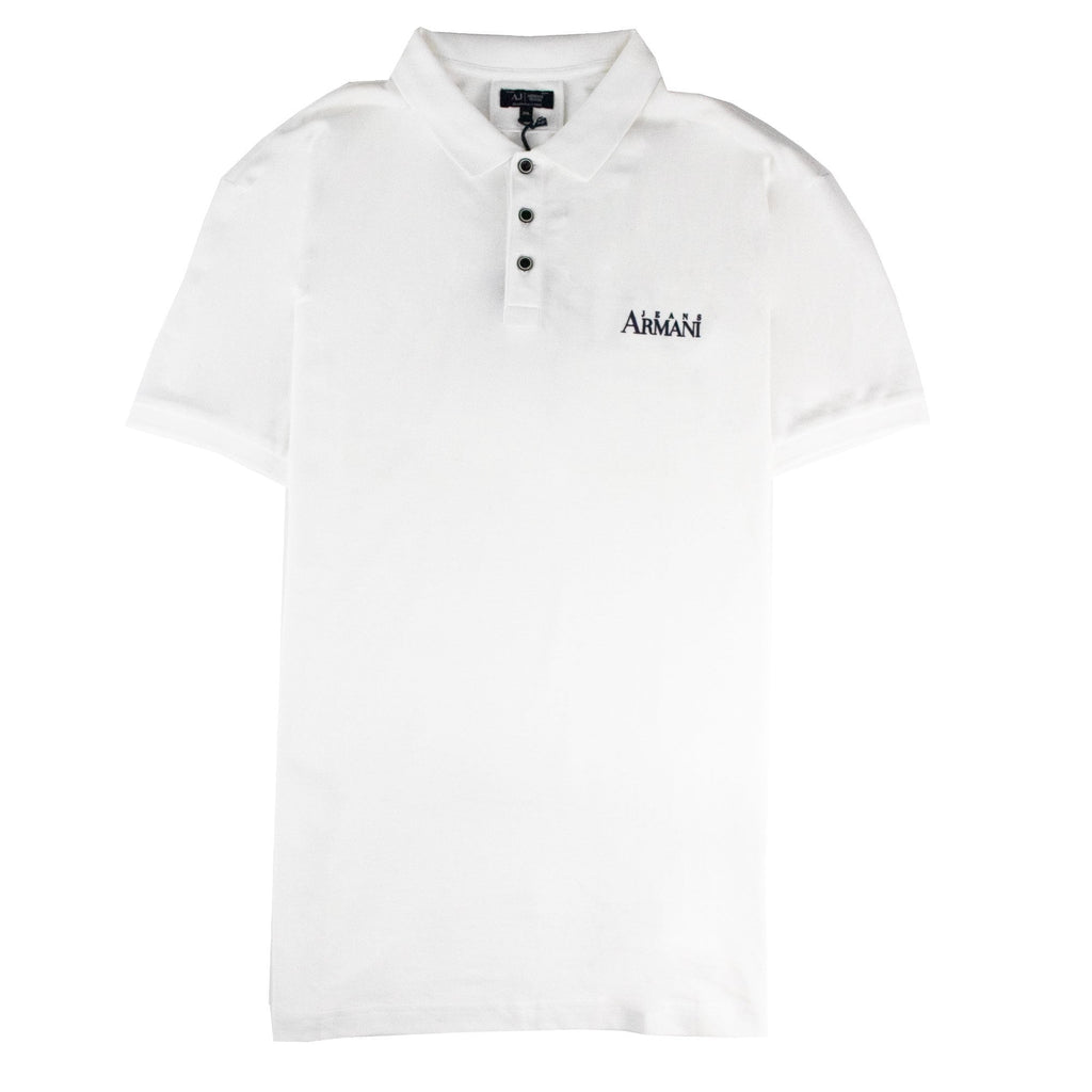 Armani Jeans Chest & Back Logo S/s Polo White