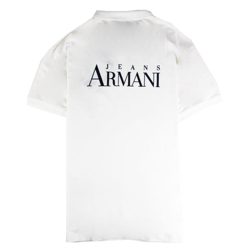 Armani Jeans Chest & Back Logo S/s Polo White