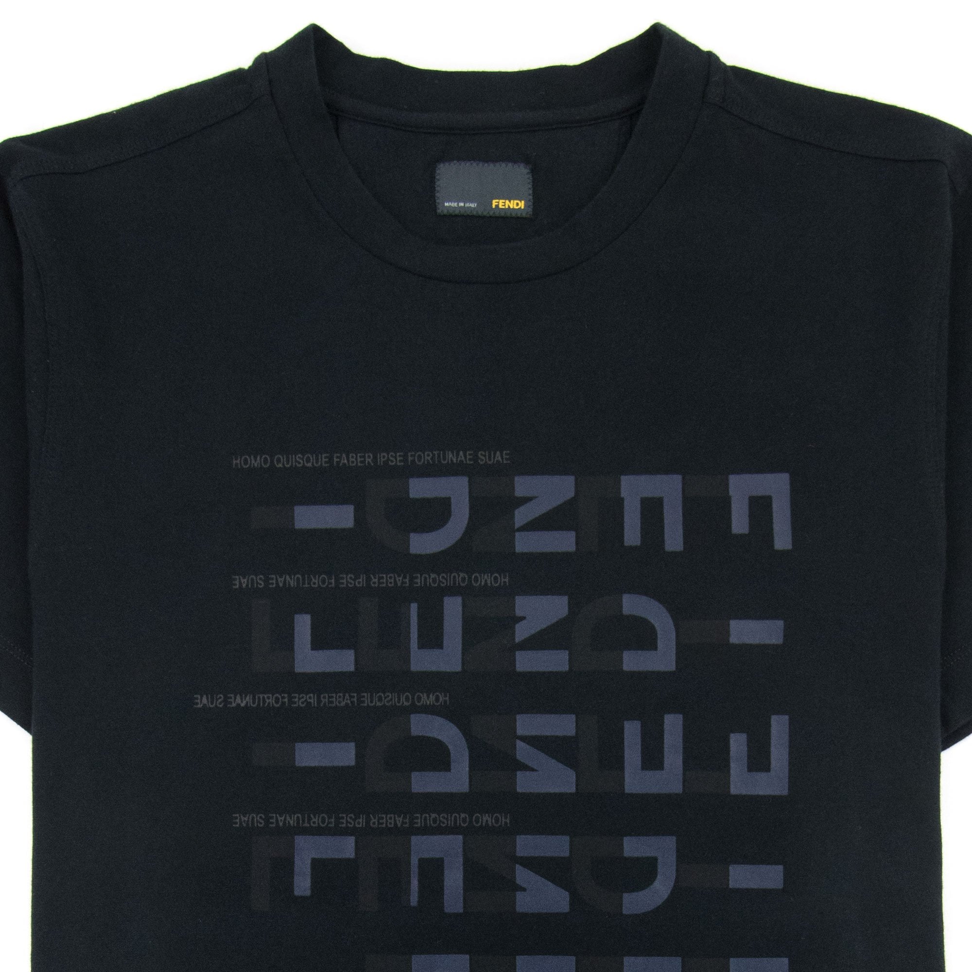 Fendi Horizontal Fendi Logo Tshirt Black