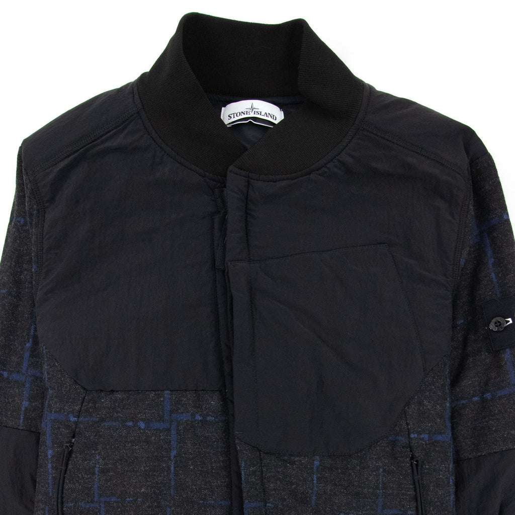 Stone Island House Check Wool And Nylon Jacket Dark Grey V0065