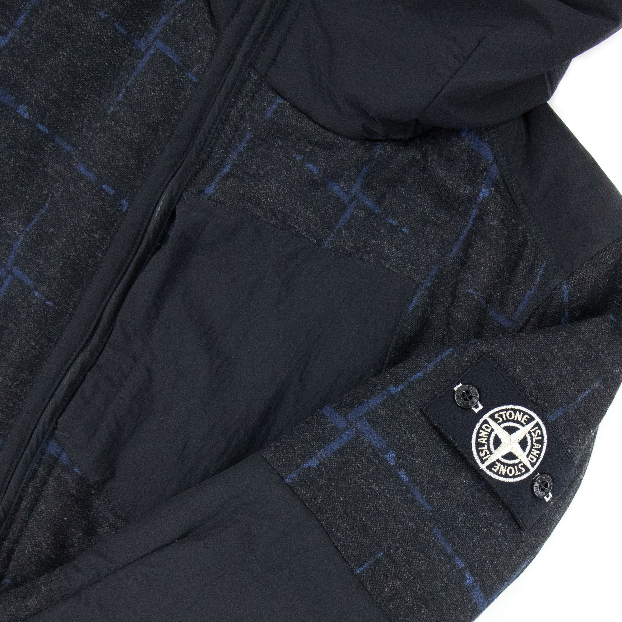 Stone Island House Check Wool & Nylon Jacket Dark Grey V0065