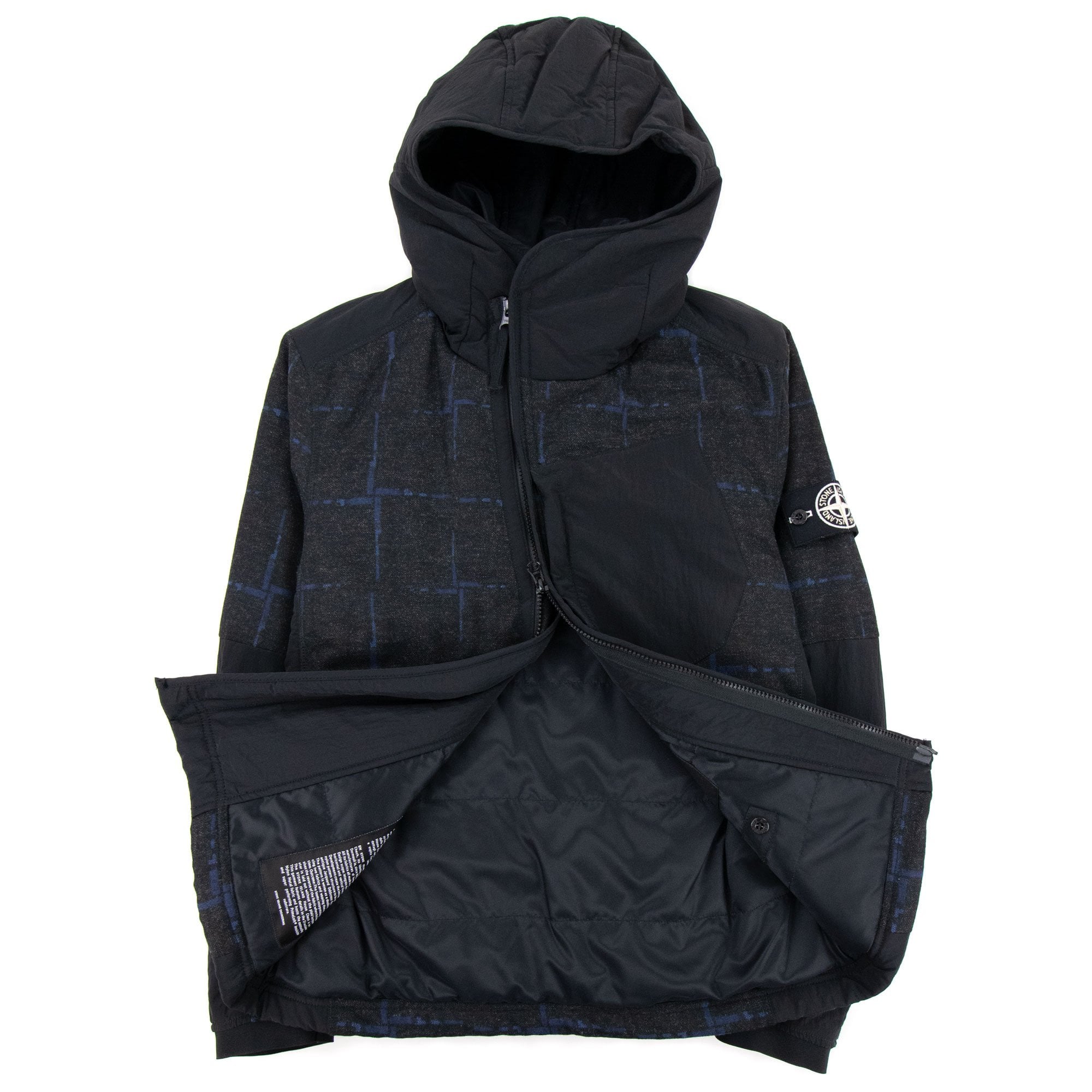 Stone Island House Check Wool & Nylon Jacket Dark Grey V0065