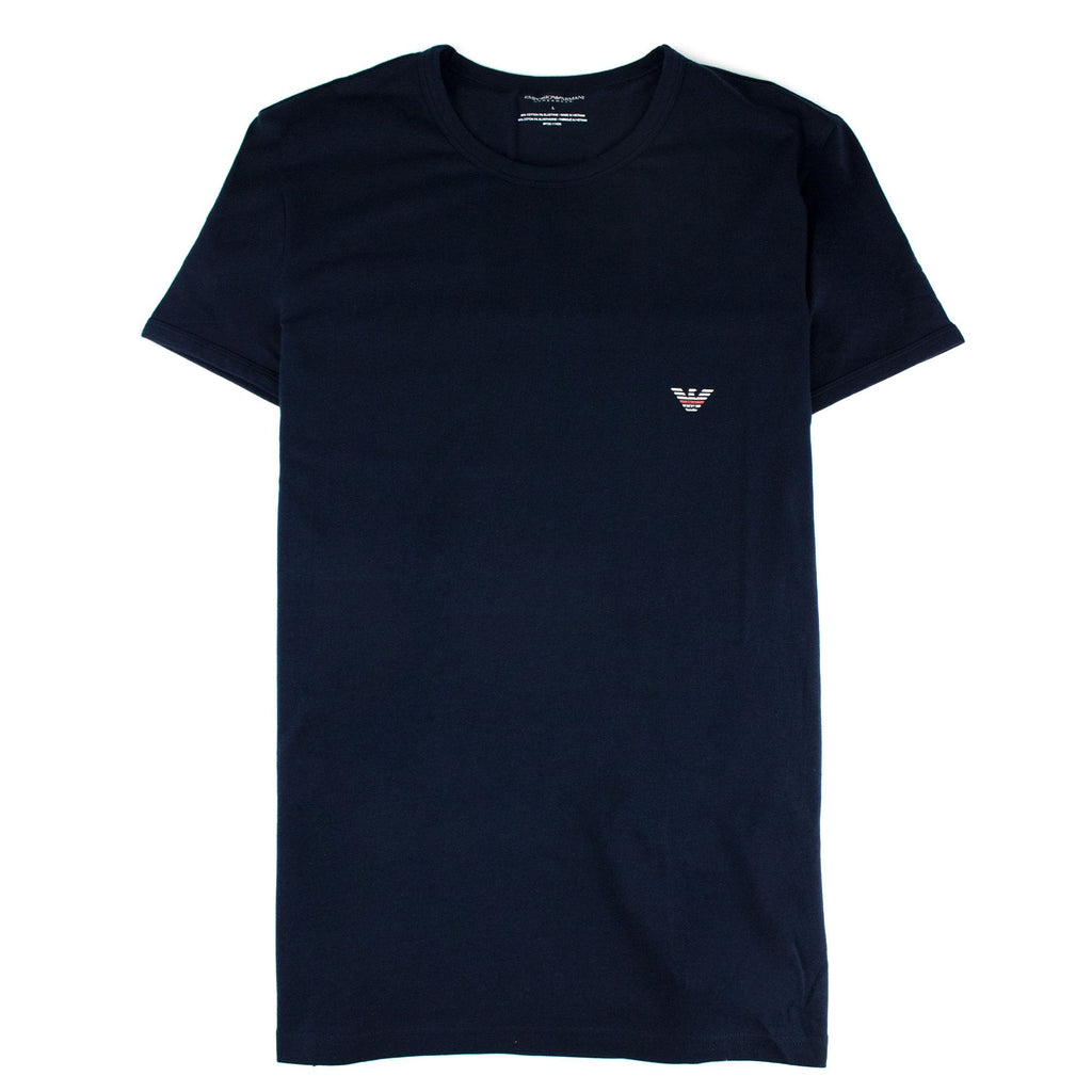 Emporio Armani Eagle Front & Back Logo T Shirt Navy