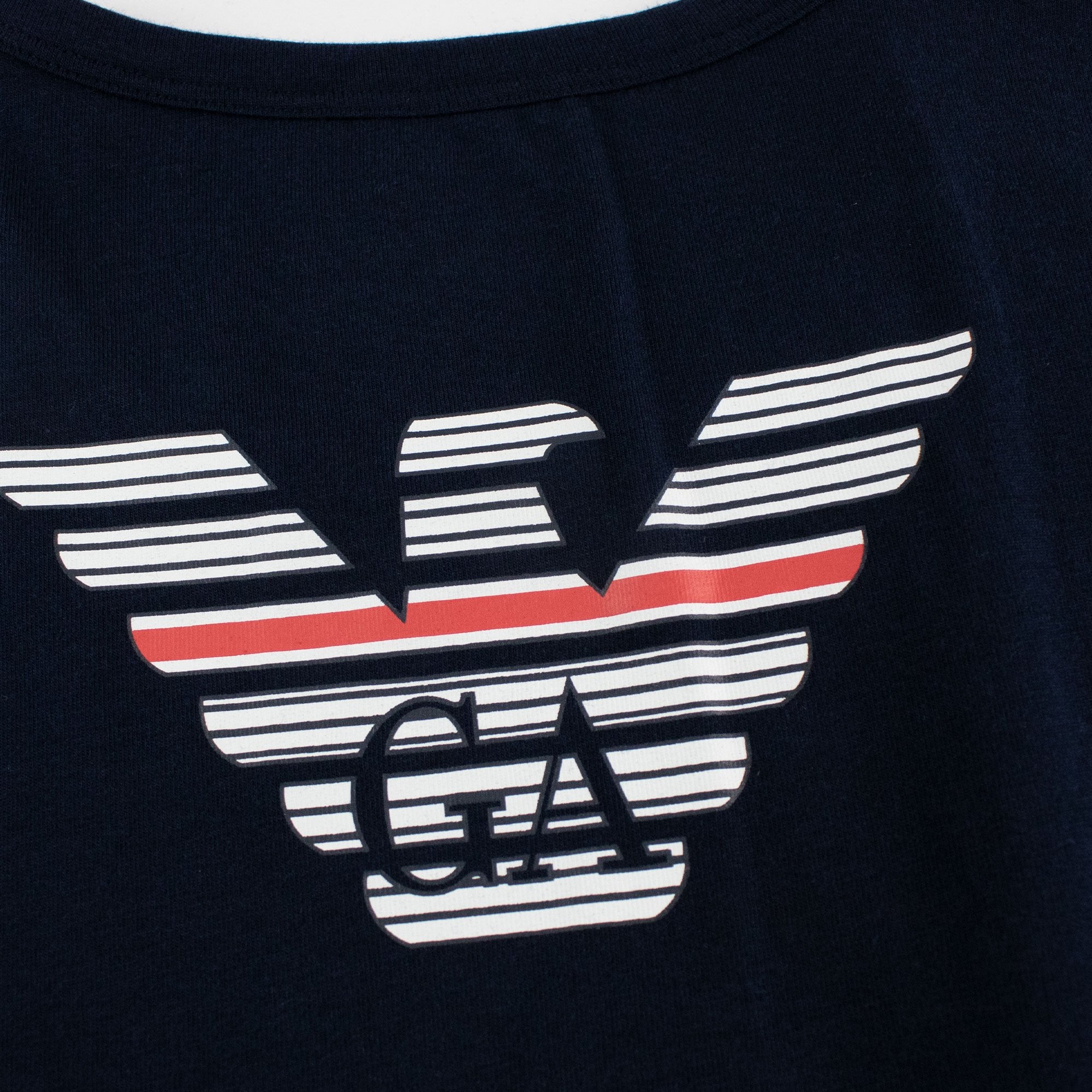 Emporio Armani Eagle Front & Back Logo T Shirt Navy
