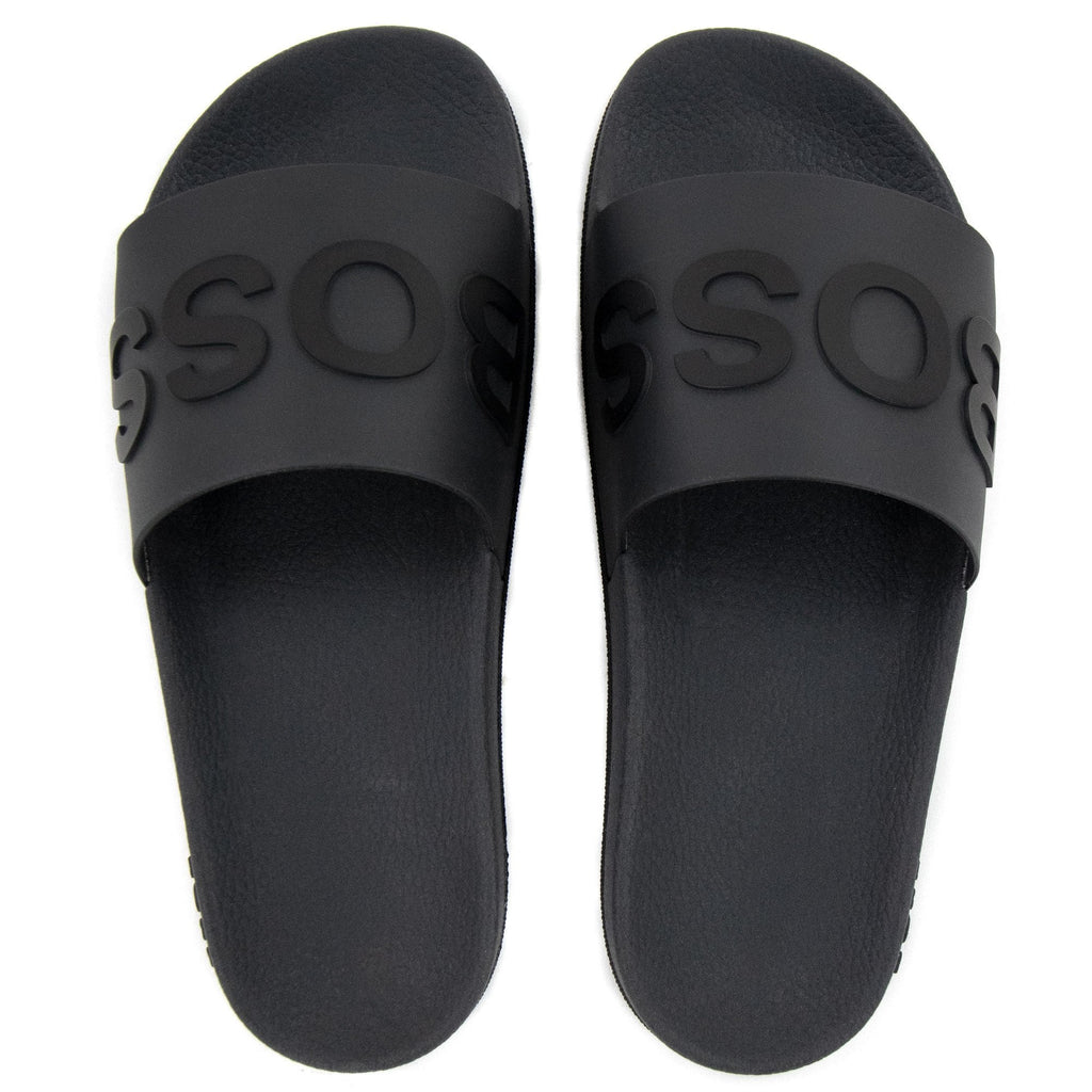 Hugo Boss Embossed Logo Monogram Slides Medium Grey