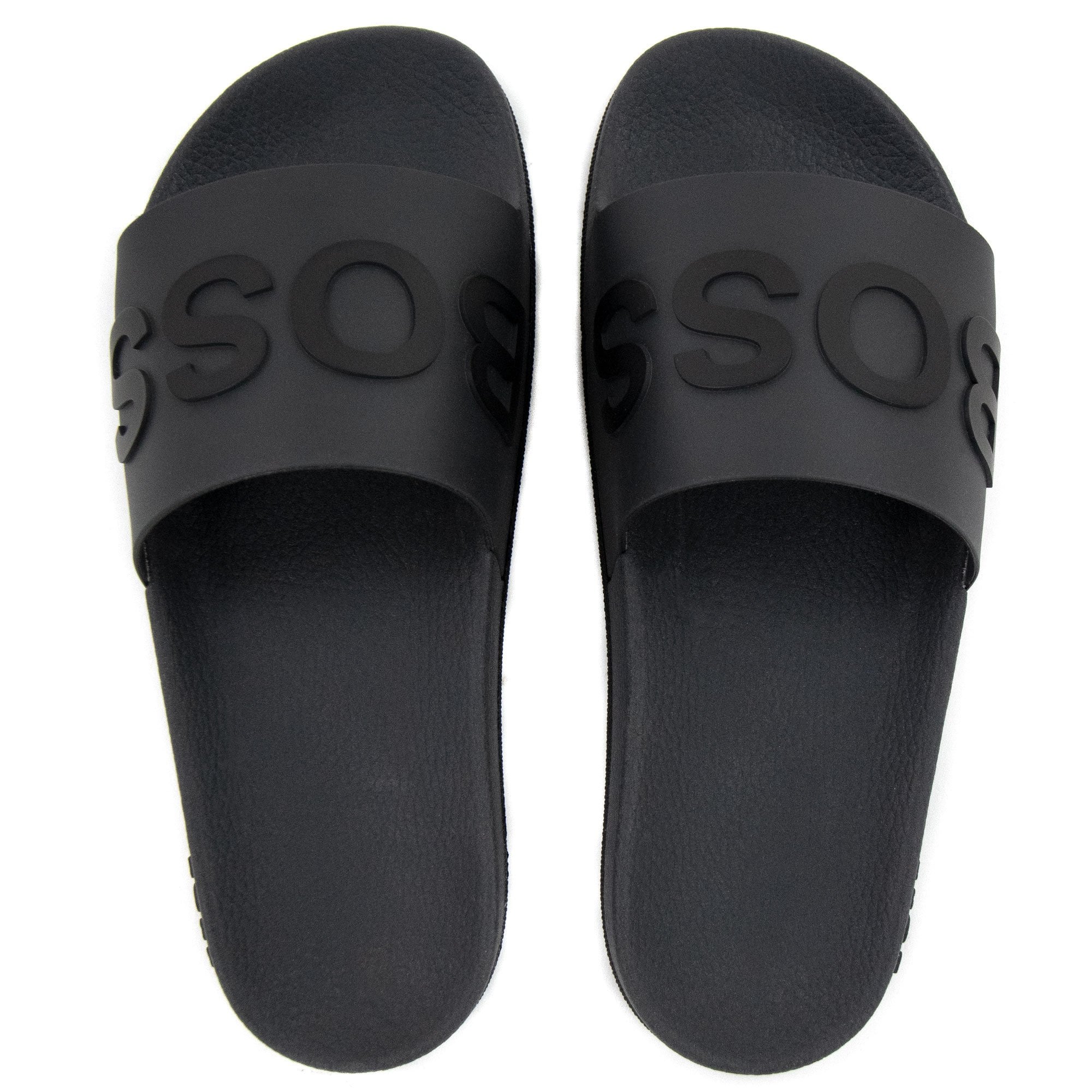 Hugo Boss Embossed Logo Monogram Slides Medium Grey