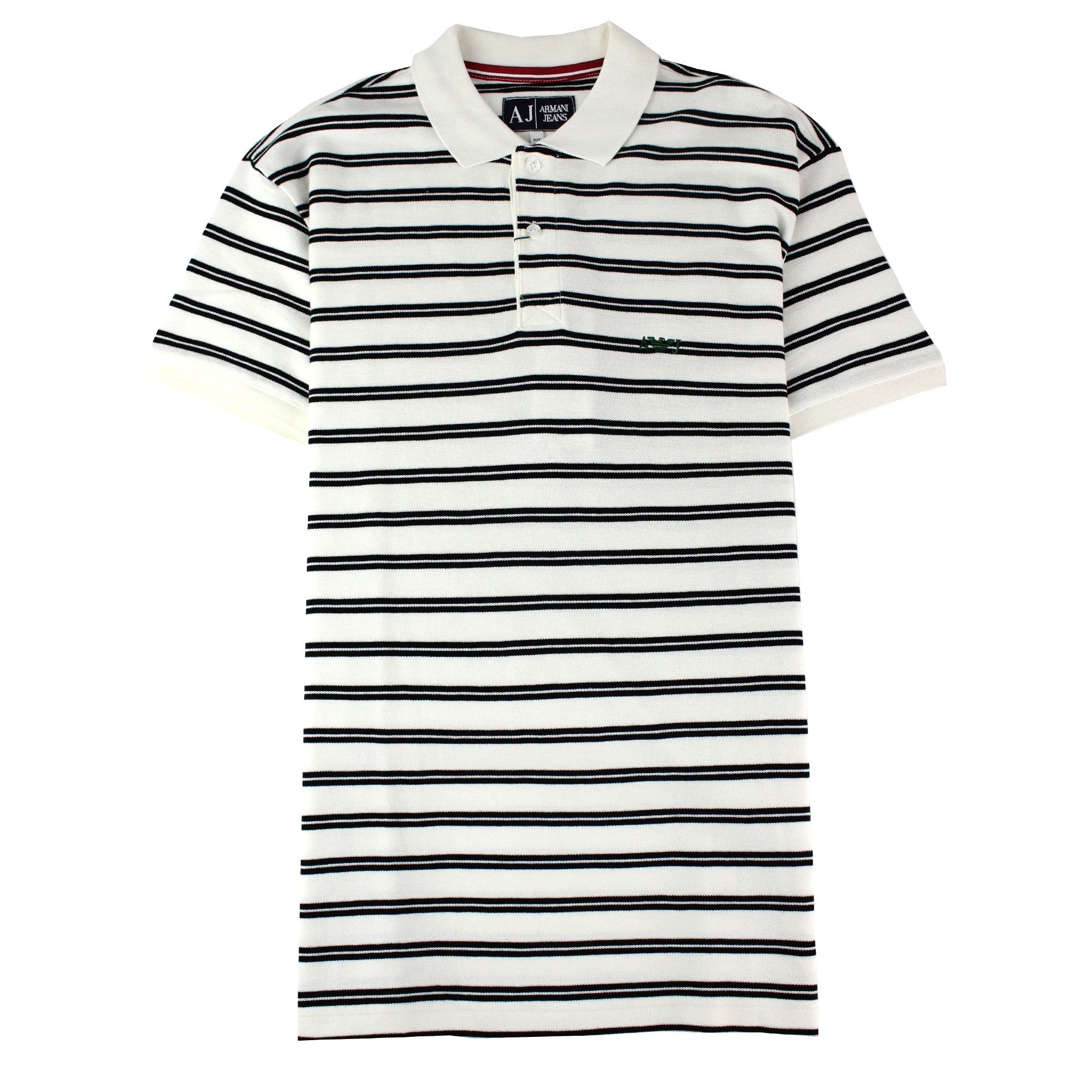 Armani Jeans Embroidered Logo Stripe Polo White