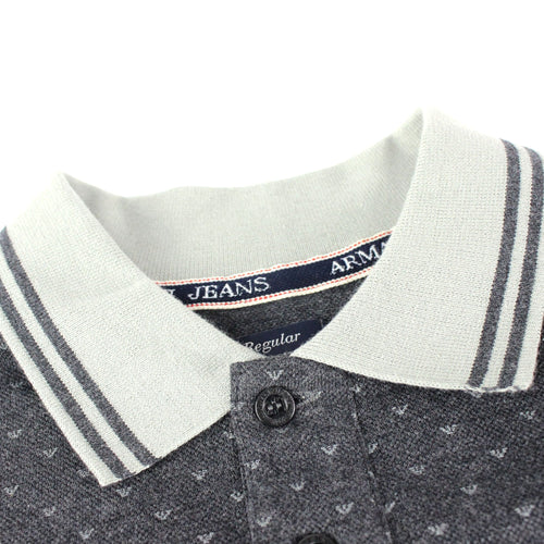 Armani Jeans All Over Print Logo S/s Polo Grigio
