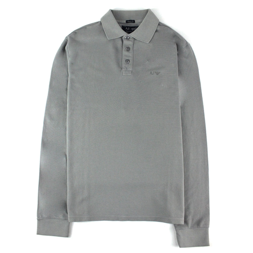 Armani Jeans Aj Eagle Logo Long Sleeve Polo Shirt Grigio Grey