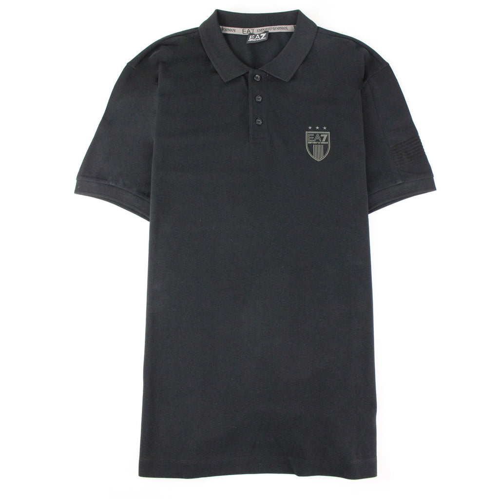 Ea7 Train Big Logo Short Sleeve Polo Shirt Black