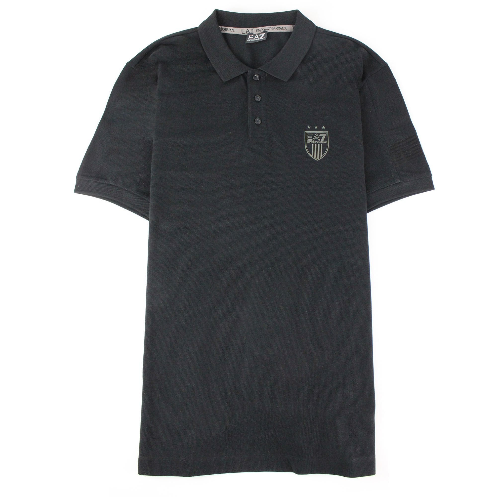 Ea7 Train Big Logo Short Sleeve Polo Shirt Black
