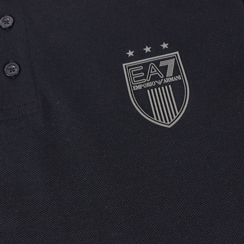 Ea7 Train Big Logo Short Sleeve Polo Shirt Black