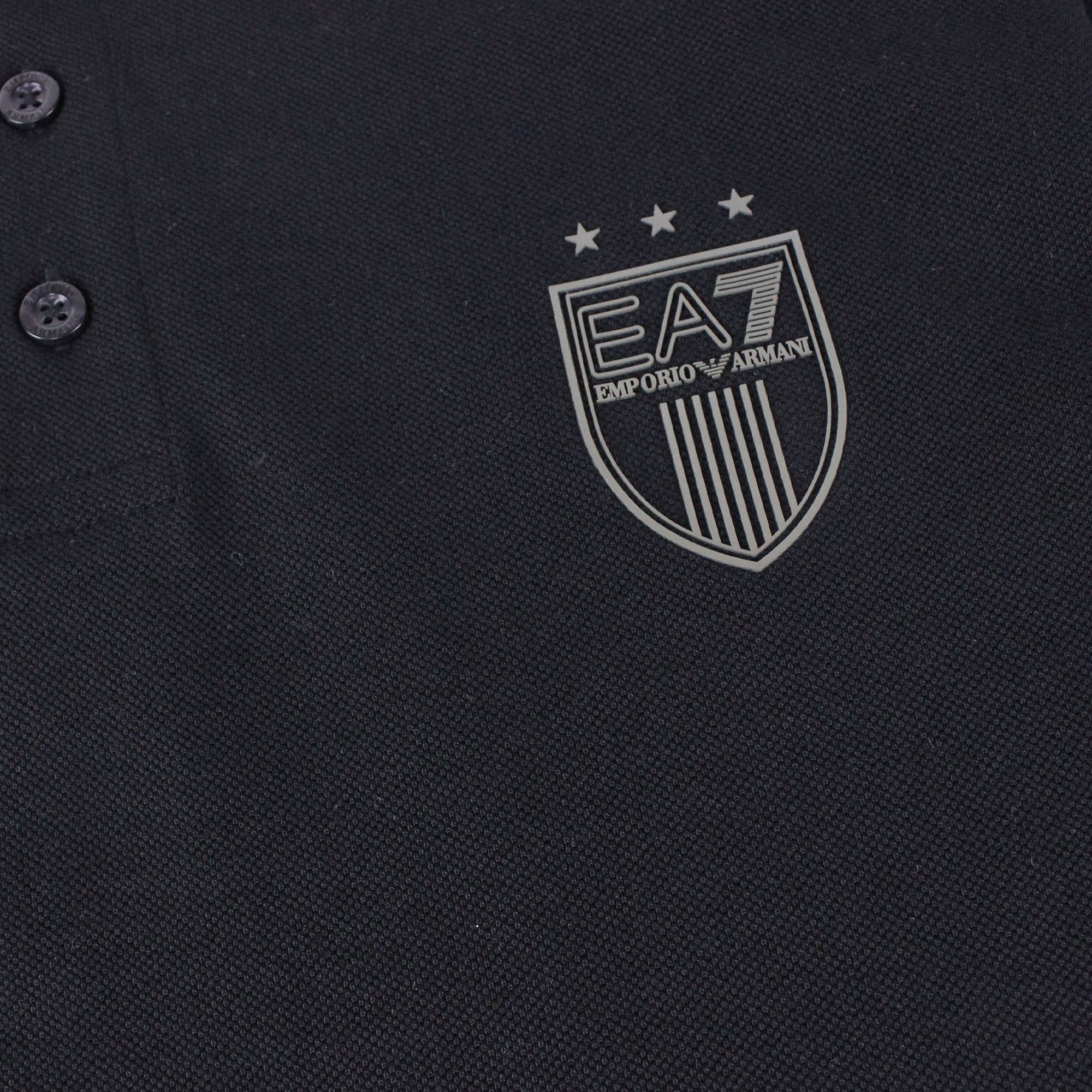 Ea7 Train Big Logo Short Sleeve Polo Shirt Black