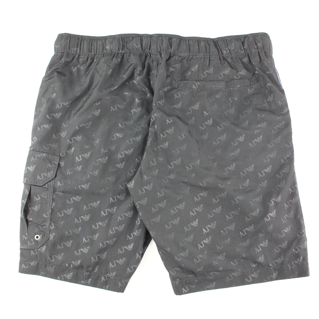 Armani Jeans All Over Logo Print Swim Shorts Dark Navy
