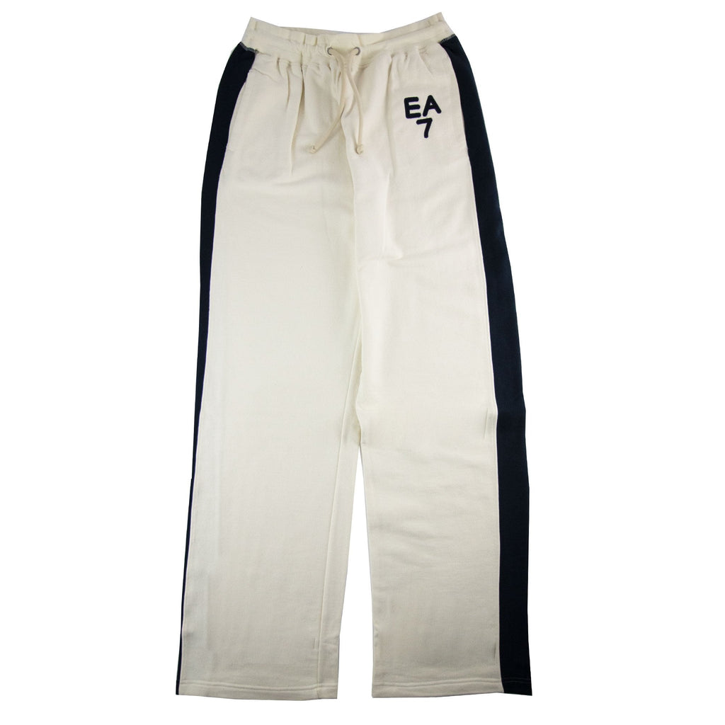 Ea7 Side Stripe Straight Leg Pantalone Off White