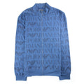 Emporio Armani All Over Logo Print Funnel Neck Blue