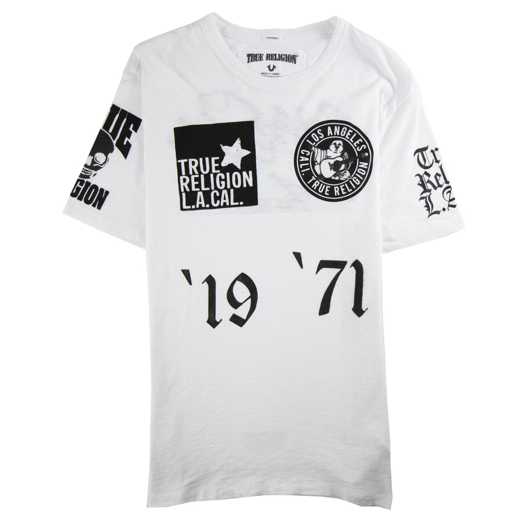 True Religion Multi Logo Crewneck T Shirt White