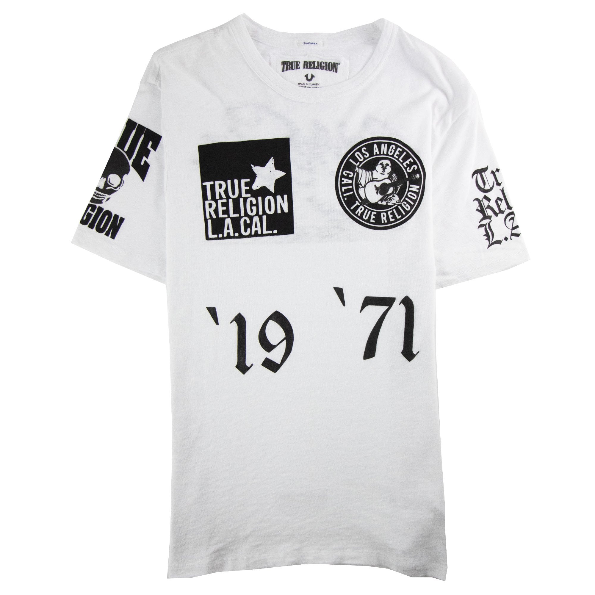 True Religion Multi Logo Crewneck T Shirt White
