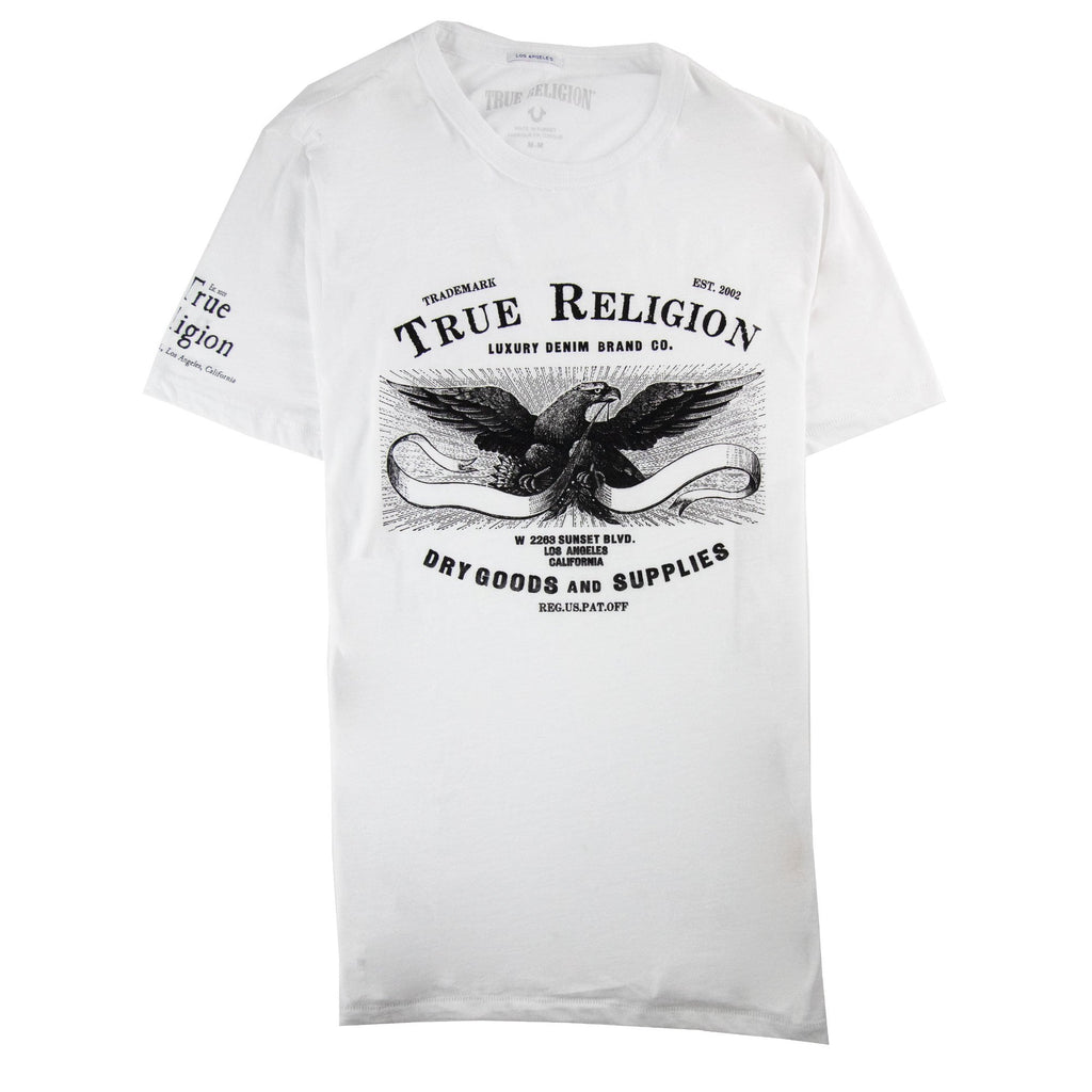 True Religion Eagle Printed Crewneck T Shirt White