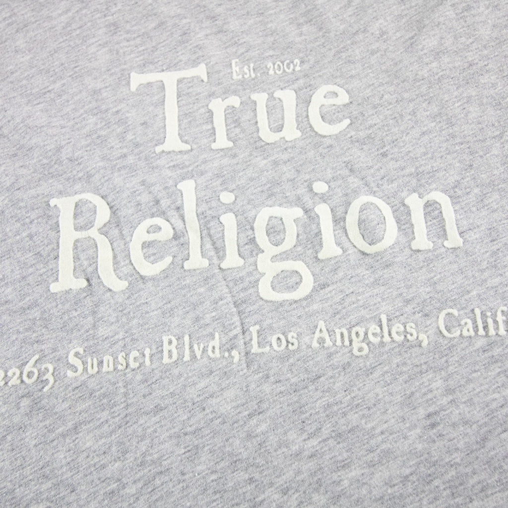 True Religion Embossed Logo S/s T Shirt Grey Marl