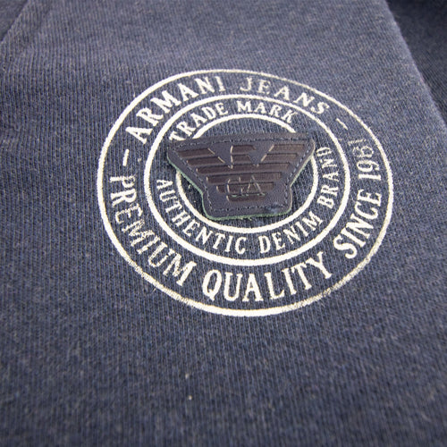 Armani Jeans 3 Buttons Rubber Logo Sweatshirt Navy Blue