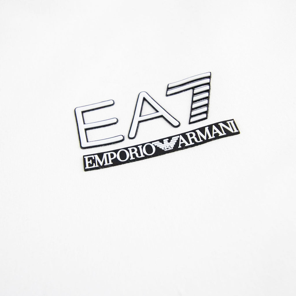 EA7 Trian Evolution Small Chest Logo Funnel Neck White