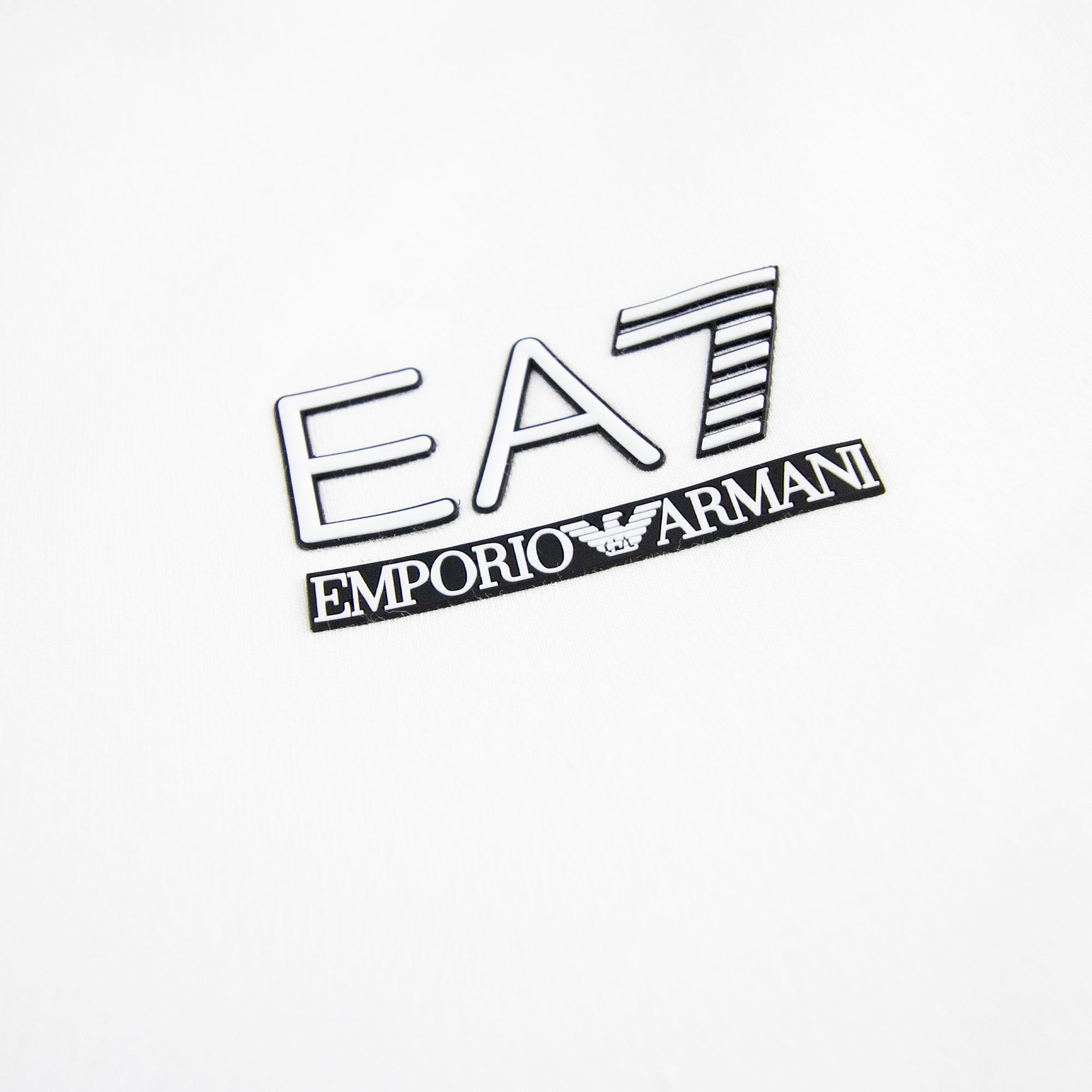 EA7 Trian Evolution Small Chest Logo Funnel Neck White