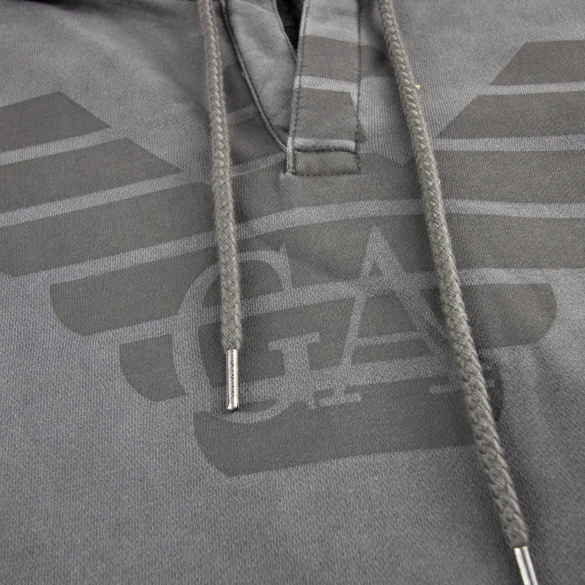 Emporio Armani Eagle Printed Logo Hoodied Sweatshirt Argento