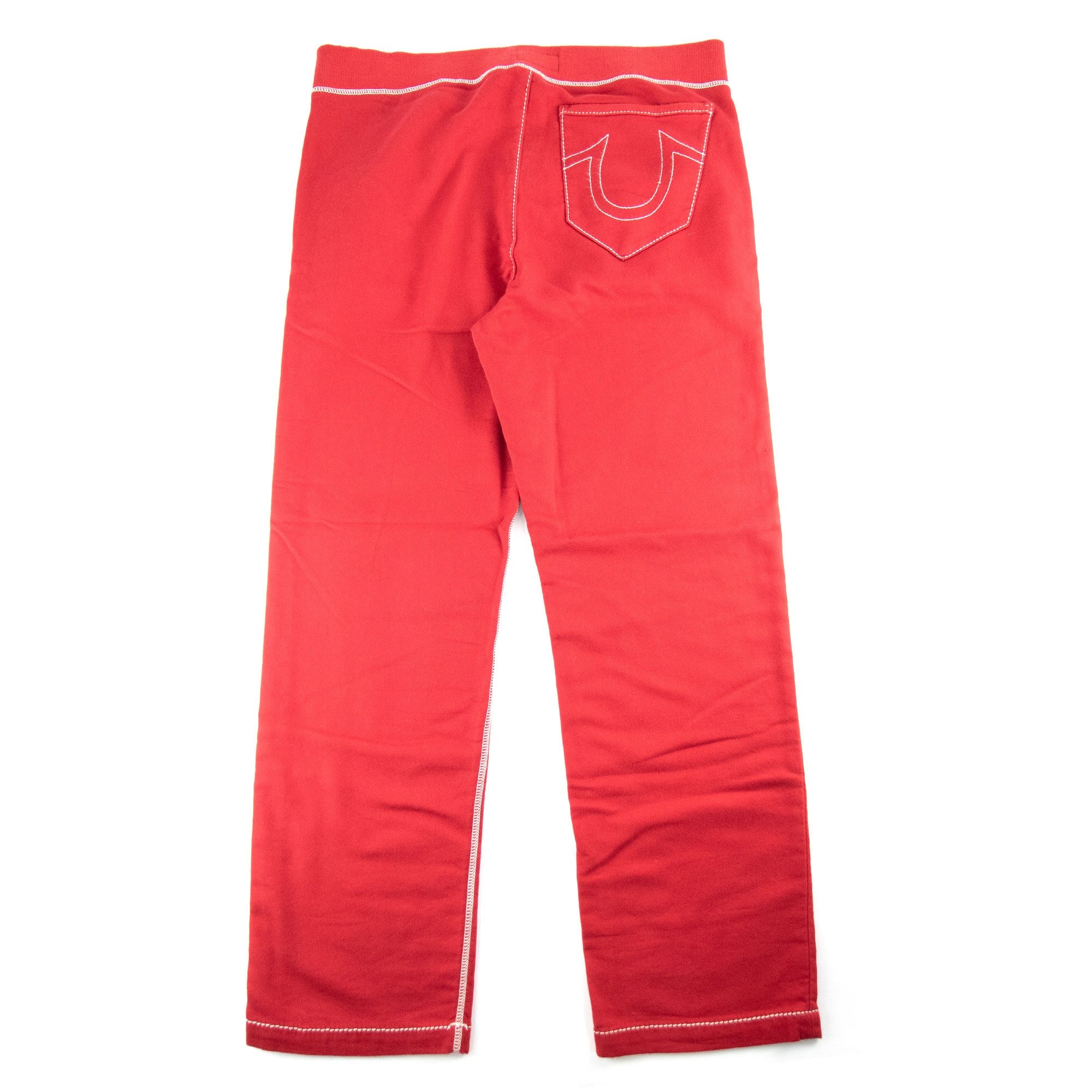True Religion Wide Leg Baseball Stitched Sweatpants Red