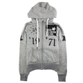 True Religion Multi Logo Zip Up Hoodied Sweatshirt Grey Marl