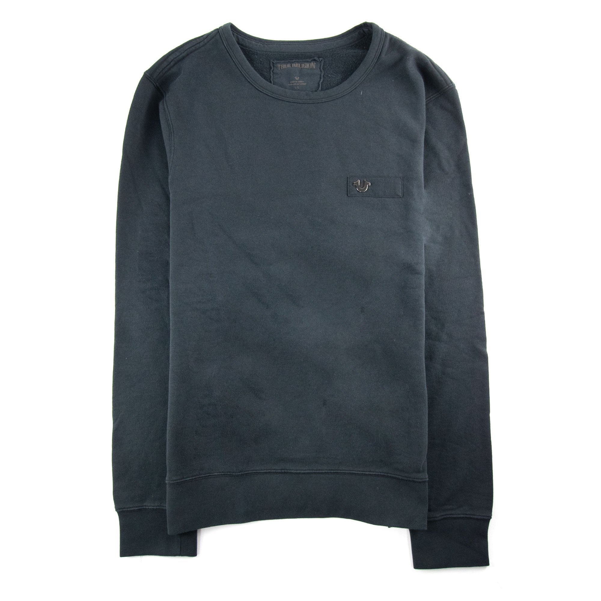 True Religion Metal Horseshoe Crewneck Sweatshirt Jet Black