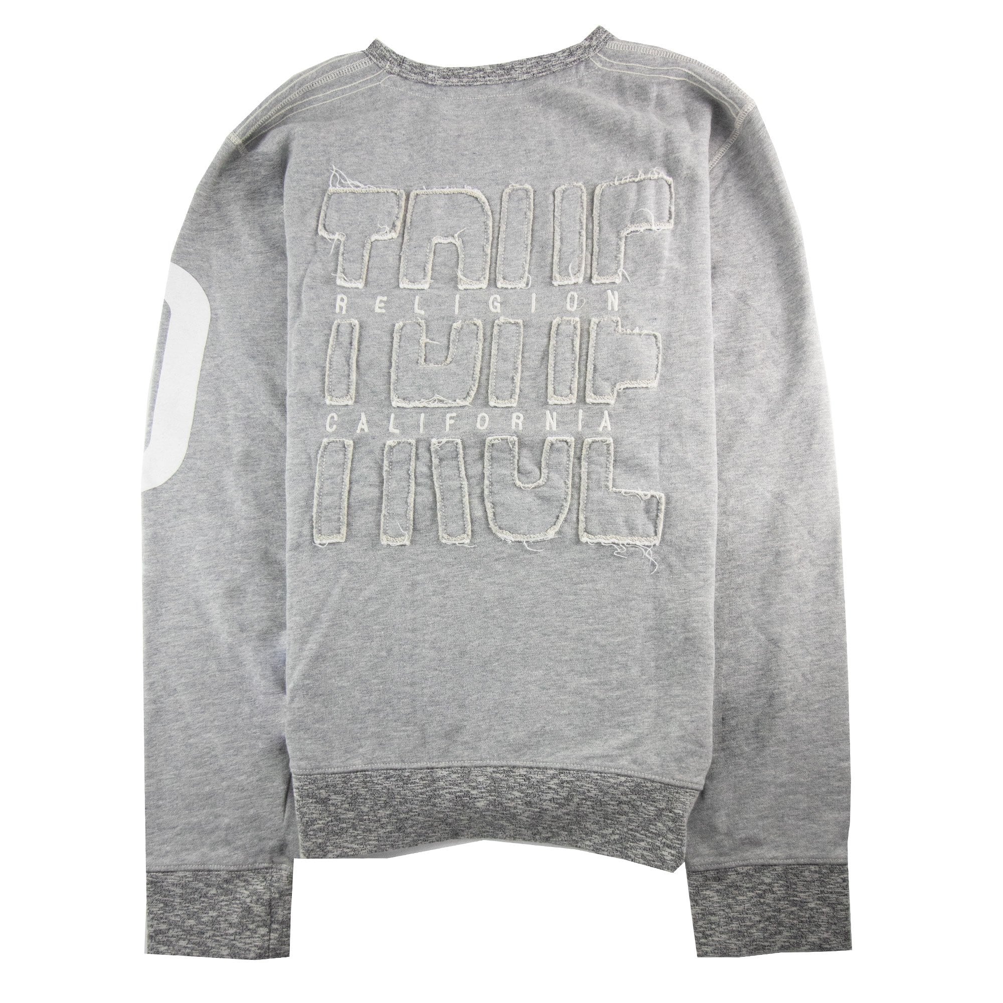 True Religion Embossed Back Logo Crewneck Sweatshirt Grey Marl