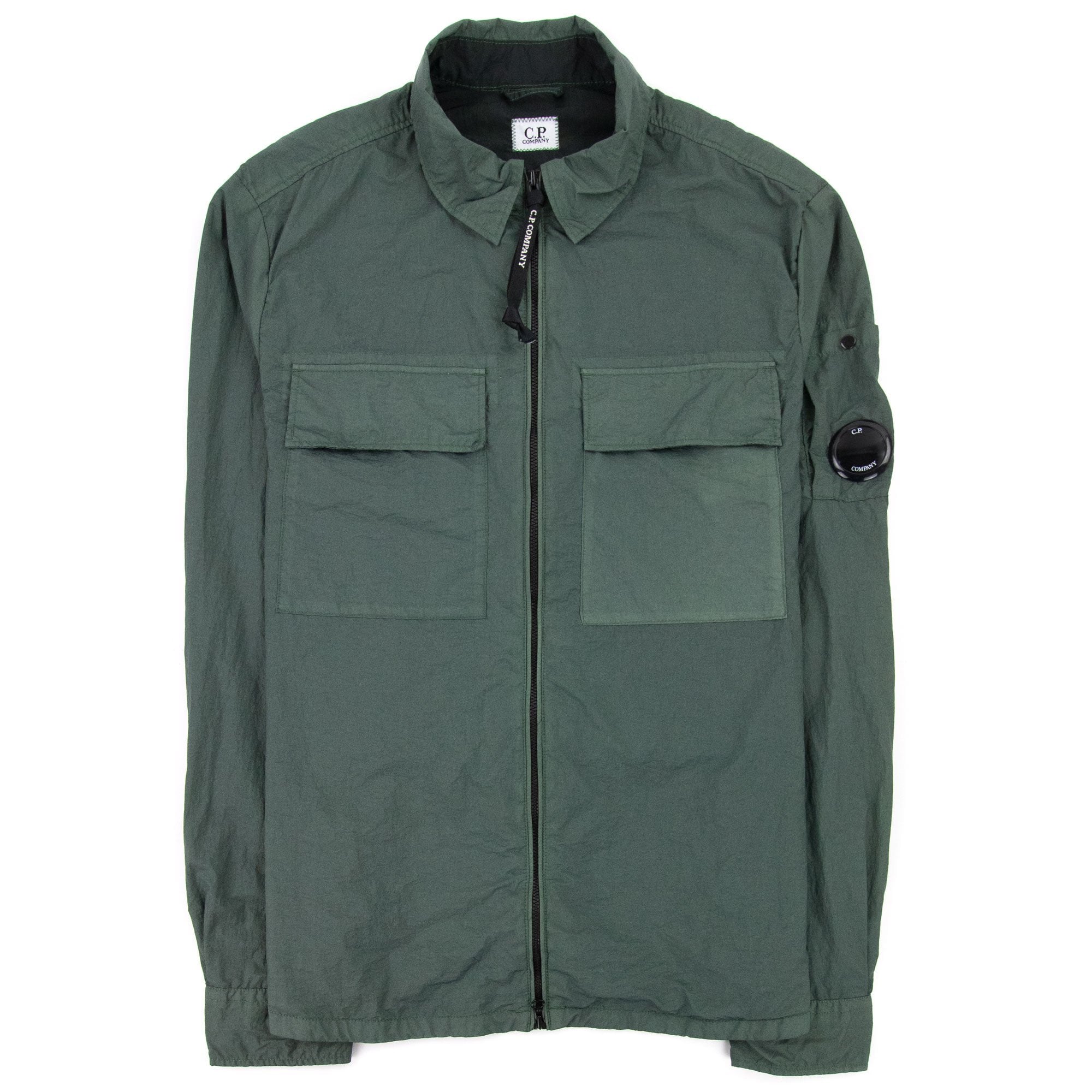 CP Company Zip Up Nylon Overshirt Green 668